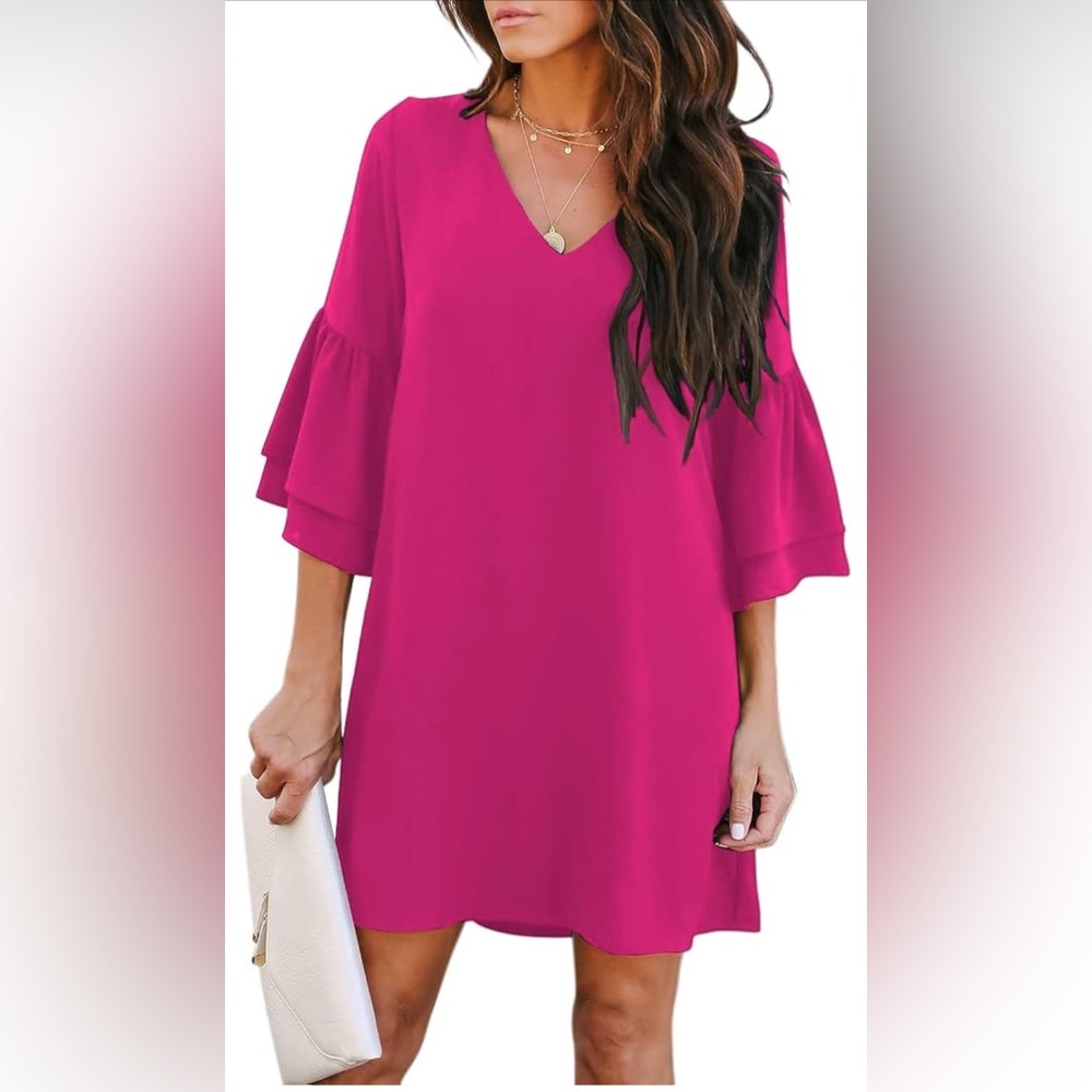 Bell sleeve mini shift dress